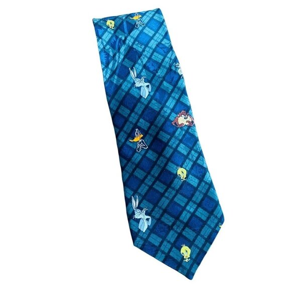 Vintage Looney Tunes Mania Necktie Bugs Bunny Tweety Silvester Taz Duffy - Picture 1 of 12